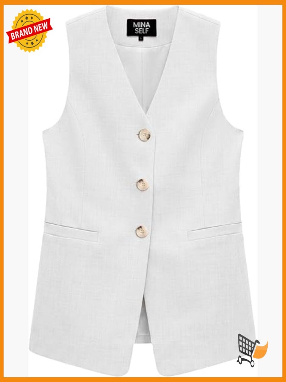 Sleeveless Linen Vest - V-Neck Fully-Lined Lightweight Office Casual Pockets